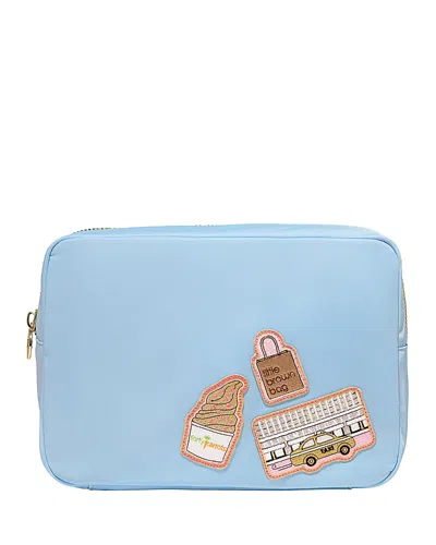 Stoney Clover Lane Large Pouch With 3 Bloomingdale's Patches In Blue