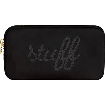 Stoney Clover Lane Large Stuff Embroidered Nylon Pouch In Black