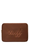 Stoney Clover Lane Large Stuff Embroidered Nylon Pouch In Brown