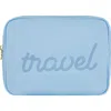 Stoney Clover Lane Large Travel Embroidered Pouch In Periwinkle
