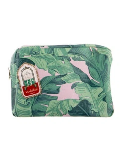 Pre-owned Stoney Clover Lane Leather Cosmetic Bag In Green