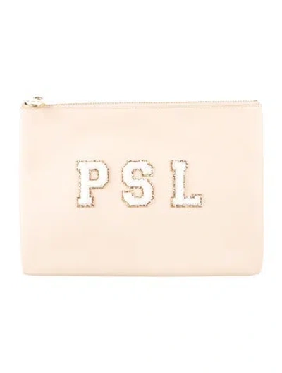 Pre-owned Stoney Clover Lane Leather Cosmetic Bag In Pink