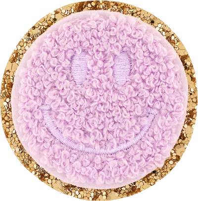 Stoney Clover Lane Lilac Glitter Varsity Smiley Face Patch In Purple