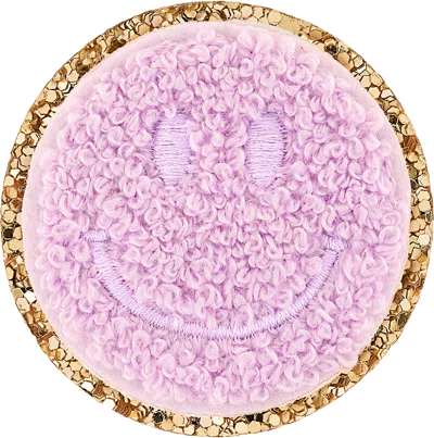 Stoney Clover Lane Lilac Mini Glitter Varsity Smiley Face Patch In Pink