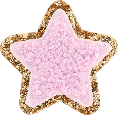 Stoney Clover Lane Lilac Mini Glitter Varsity Star Patch In Pink