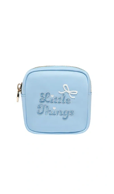 Stoney Clover Lane Little Things Embroidered Mini Pouch In Baby Blue