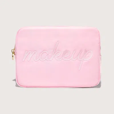 Stoney Clover Lane Makeup Embroidered Large Pouch In Gray