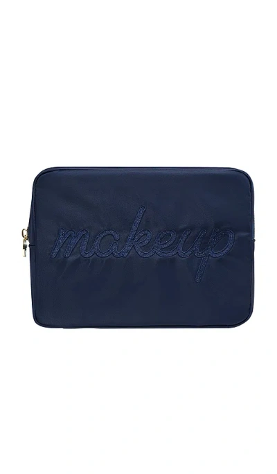 Stoney Clover Lane Makeup Embroidered Large Pouch In Navy