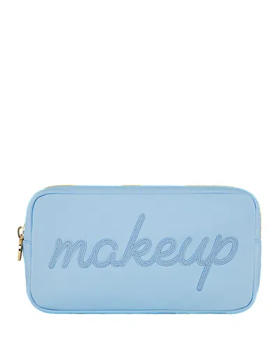 Stoney Clover Lane Makeup Embroidered Pouch In Periwinkle