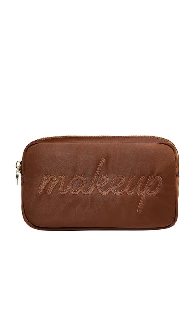 Stoney Clover Lane Makeup Embroidered Small Pouch In Brown