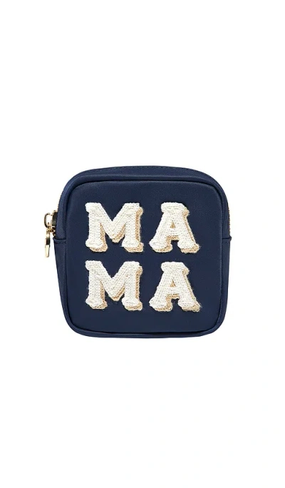 Stoney Clover Lane Mama Embroidered Mini Pouch In Navy