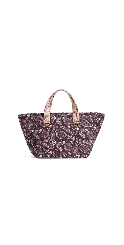 Stoney Clover Lane Mini Bandana Print Market Tote Purple Paisley Print