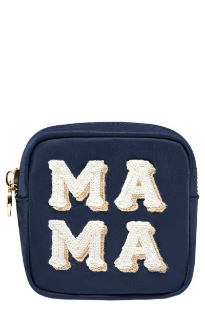 Stoney Clover Lane Mini Mama Embroidered Pouch In Blue