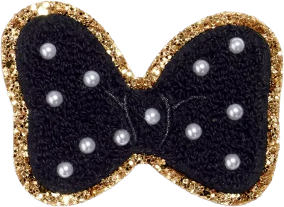 Stoney Clover Lane Noir Disney Minnie Mouse Pearl Bow Patch In Black
