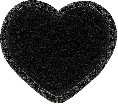 Stoney Clover Lane Noir Glitter Varsity Heart Patch In Black