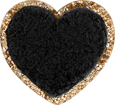 Stoney Clover Lane Noir Mini Glitter Varsity Heart Patch In Black