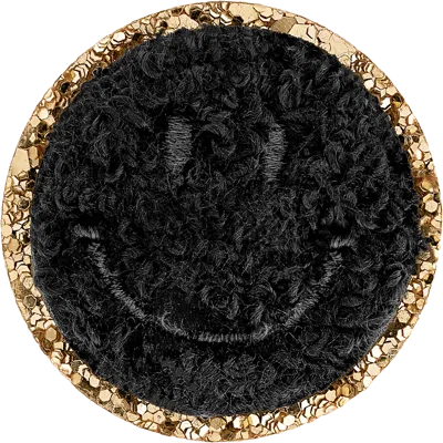 Stoney Clover Lane Noir Mini Glitter Varsity Smiley Face Patch In Animal Print