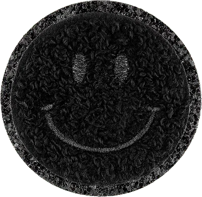 Stoney Clover Lane Noir Mini Glitter Varsity Smiley Face Patch In Black