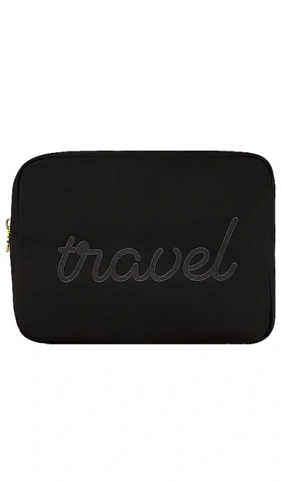 Stoney Clover Lane Noir Travel Embroidered Large Pouch In Black