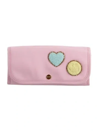 Pre-owned Stoney Clover Lane Nylon Continental Wallet In Pink