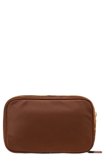 Stoney Clover Lane Nylon Double-zip Pouch In Brown