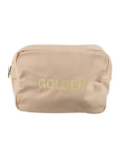 Pre-owned Stoney Clover Lane Nylon Embroidered Cosmetic Bag In Neutrals