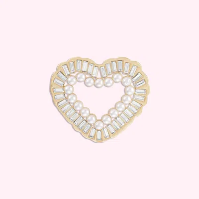 Stoney Clover Lane Open Heart Brooch In Gold