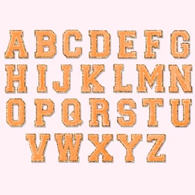 Stoney Clover Lane Peach Glitter Varsity Letter Patch In Orange