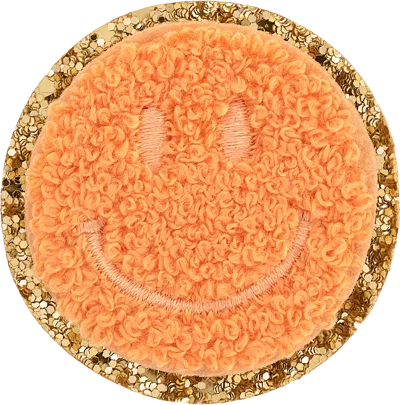 Stoney Clover Lane Peach Glitter Varsity Smiley Face Patch In Orange