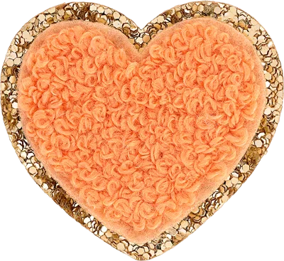Stoney Clover Lane Peach Mini Glitter Varsity Heart Patch In Orange