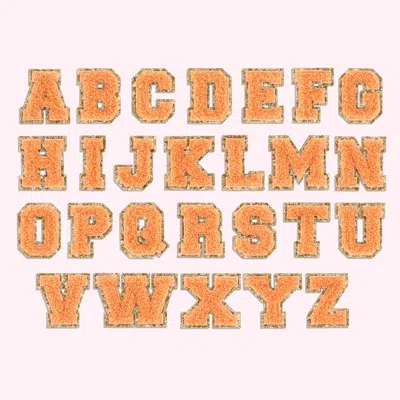 Stoney Clover Lane Peach Mini Glitter Varsity Letter Patch In Orange