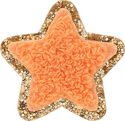 Stoney Clover Lane Peach Mini Glitter Varsity Star Patch In Orange