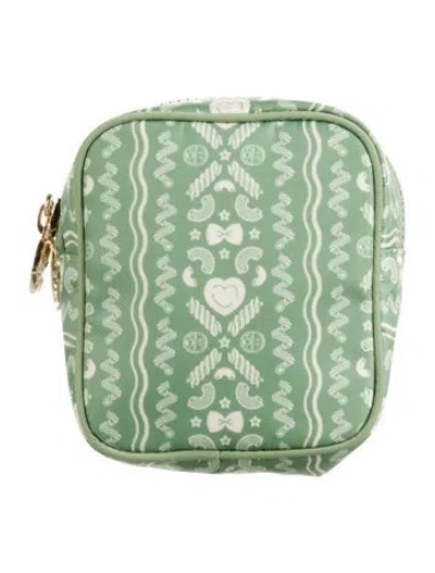 Pre-owned Stoney Clover Lane Printed Cosmetic Bag In Green