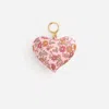 Stoney Clover Lane Puffy Heart Bag Charm Made With Liberty Fabric In Pink