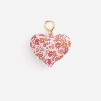 Stoney Clover Lane Puffy Heart Bag Charm Made With Liberty Fabric In Pink