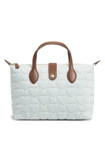 Stoney Clover Lane Quilted Denim Pouchette Crossbody Bag In White