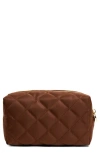 Stoney Clover Lane Quilted Satin Pouch In Brown