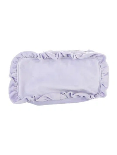 Pre-owned Stoney Clover Lane Ruffled Velvet Cosmetic Bag In Purple