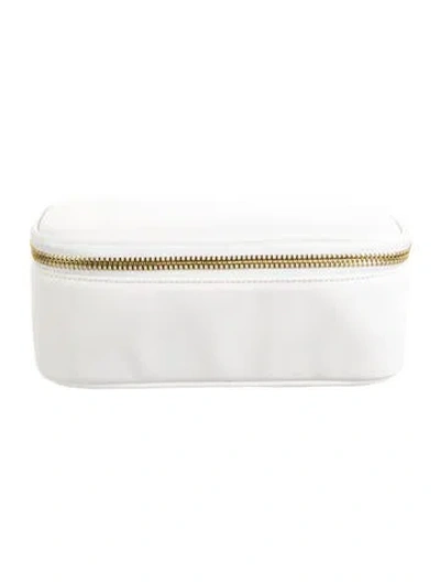 Pre-owned Stoney Clover Lane Saffiano Leather Cosmetic Bag In White