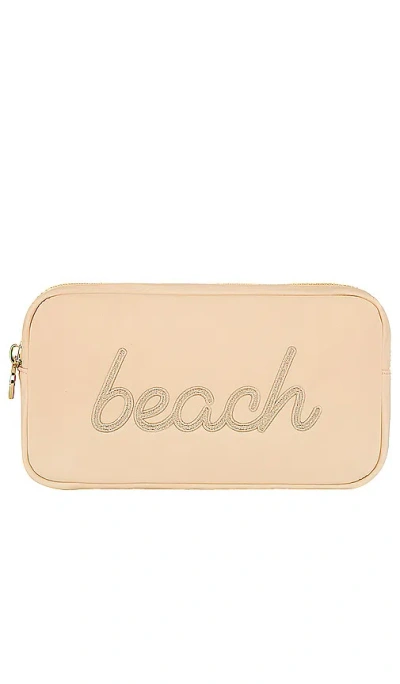 Stoney Clover Lane Sand Beach Embroidered Small Pouch In Tan