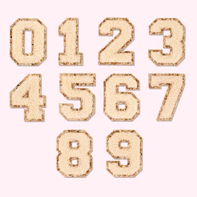 Stoney Clover Lane Sand Glitter Varsity Number Patch In Pink