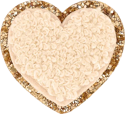 Stoney Clover Lane Sand Mini Glitter Varsity Heart Patch In Neutral