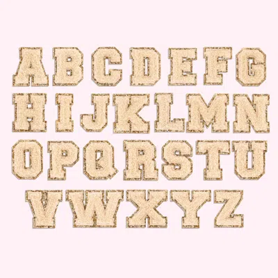 Stoney Clover Lane Sand Mini Glitter Varsity Letter Patch In Neutral