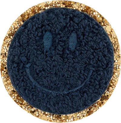 Stoney Clover Lane Sapphire Glitter Varsity Smiley Face Patch In Blue