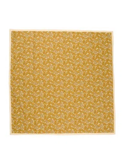 Pre-owned Stoney Clover Lane Satin Printed Scarf In Yellow