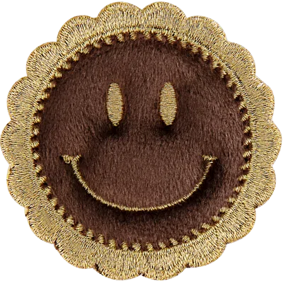 Stoney Clover Lane Scalloped Smiley Patch In Brown