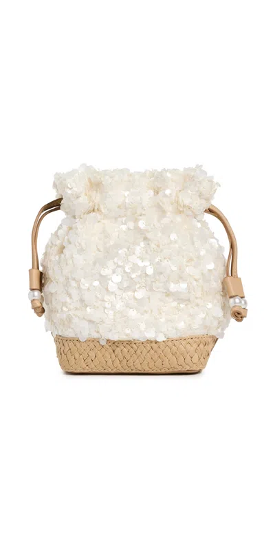 Stoney Clover Lane Sequin Embellished Mini Gathered Crossbody Bag White