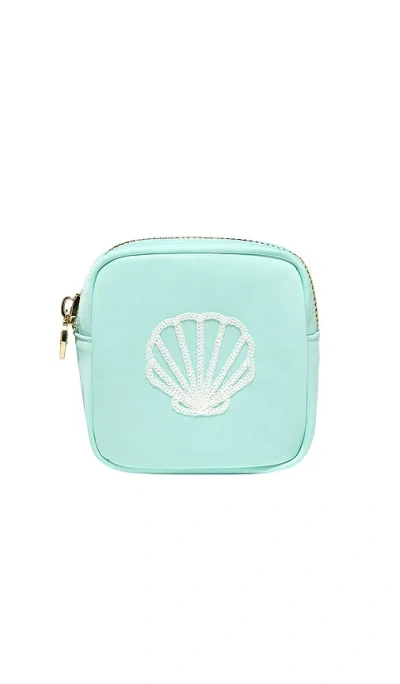 Stoney Clover Lane Shell Embroidered Mini Pouch In Teal
