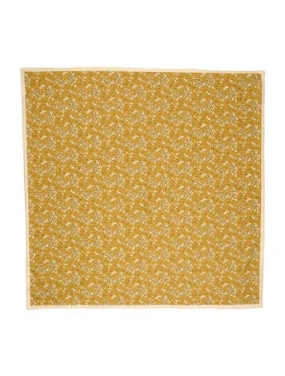 Pre-owned Stoney Clover Lane Silk Floral Print Scarf In Yellow