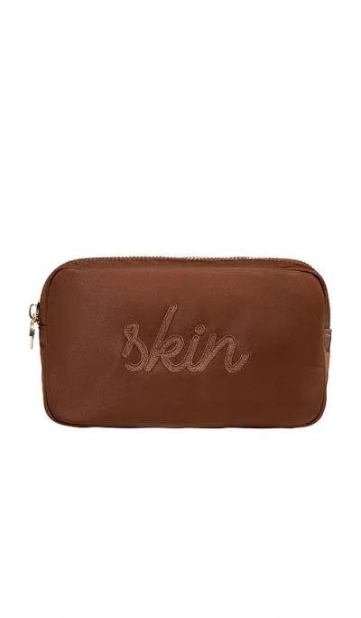 Stoney Clover Lane Skin Embroidered Small Pouch In Brown